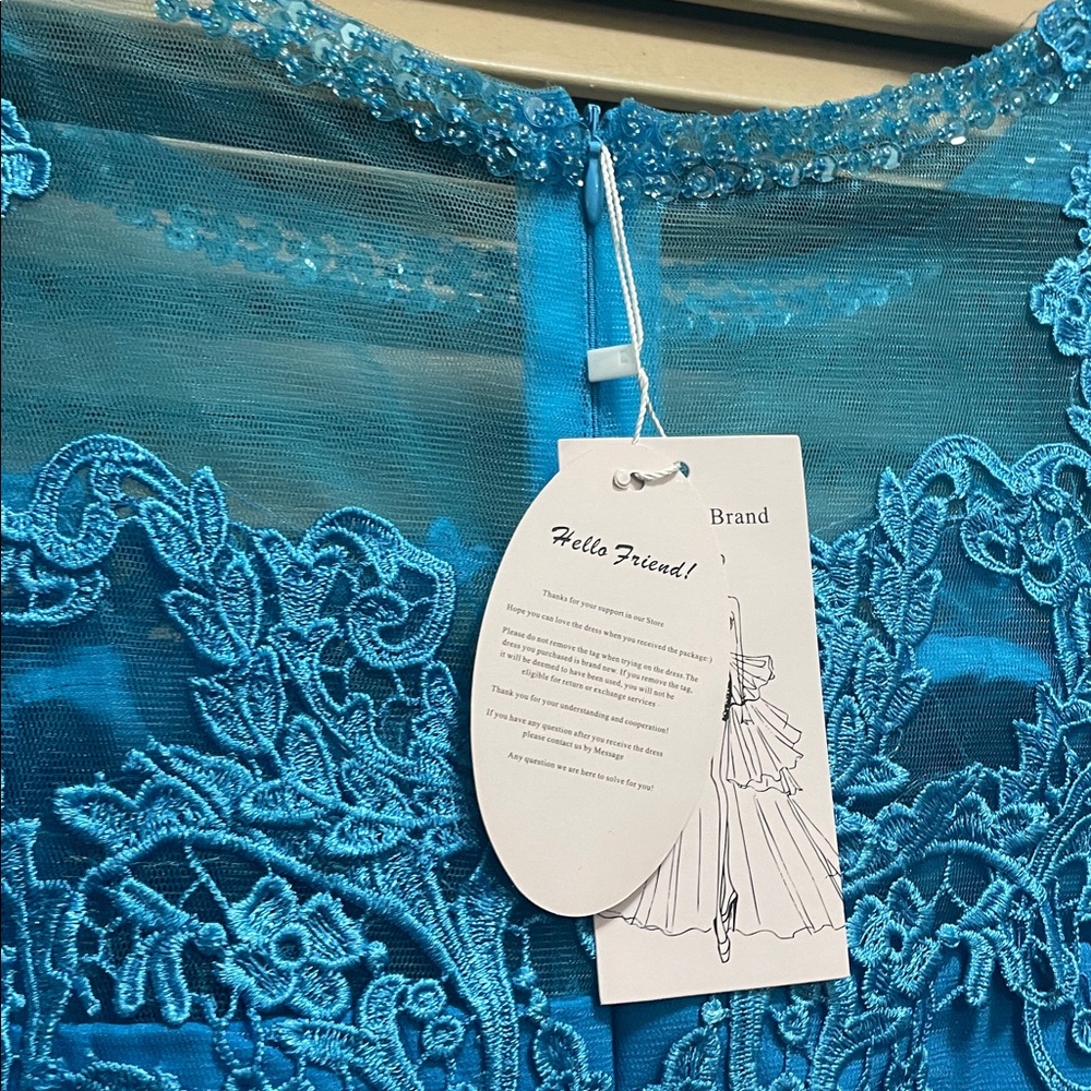 Elegant Blue Lace Dress - Picture 7 of 7